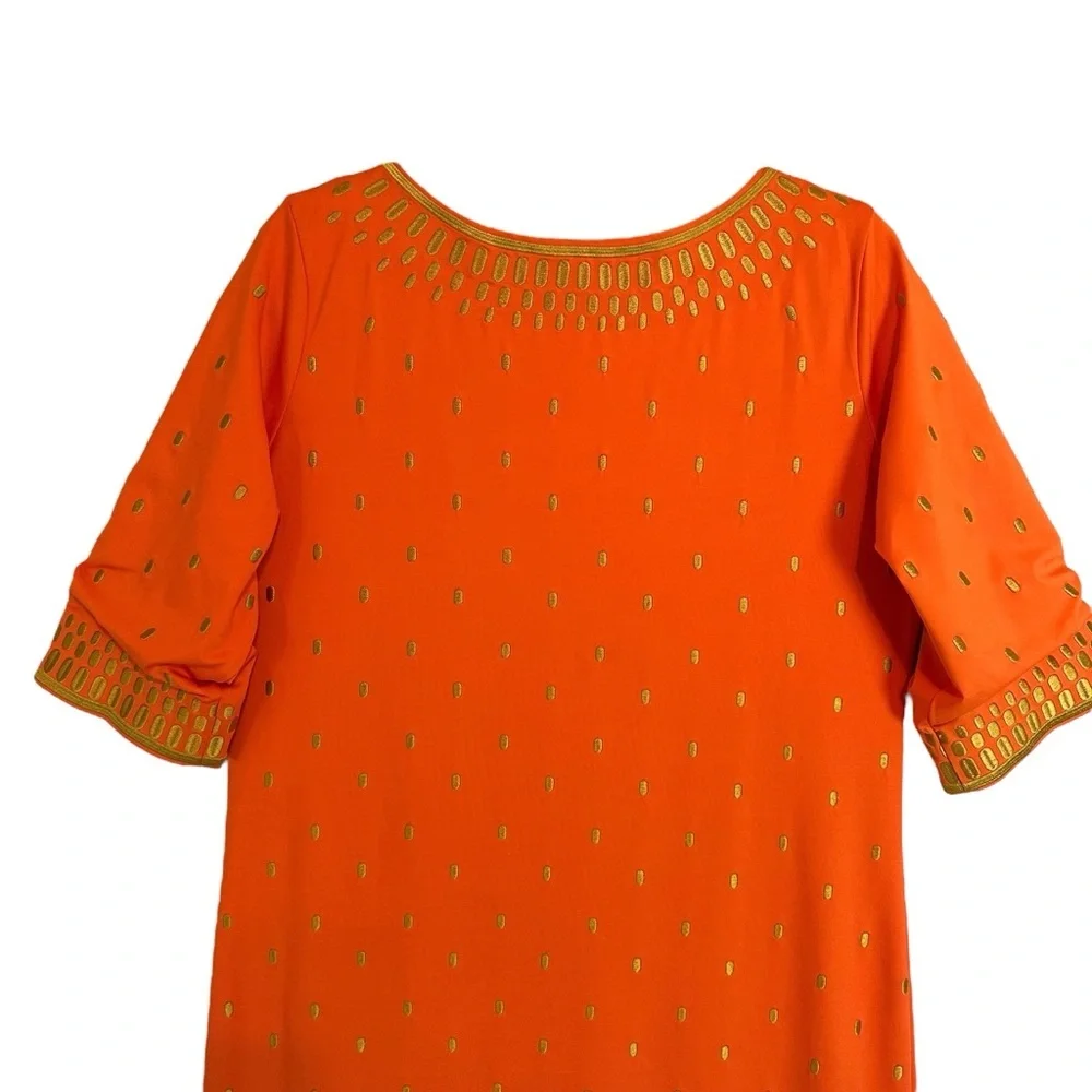 Gretchen‎ Scott Rocket Girl Dress Large Orange Embroidered Tunic Resort NWT